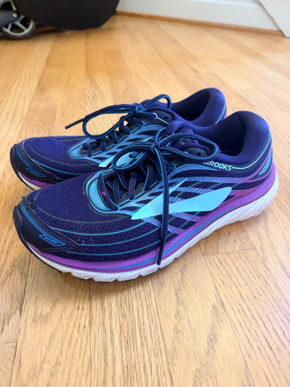 Ladies Size 10 "Brooks" Glycerin 15 Navy, Teal & Purple Running Shoes GUC